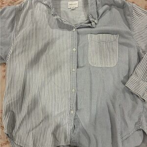Striped blue button up